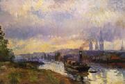 Albert Lebourg Tug Boats at Rouen oil on canvas